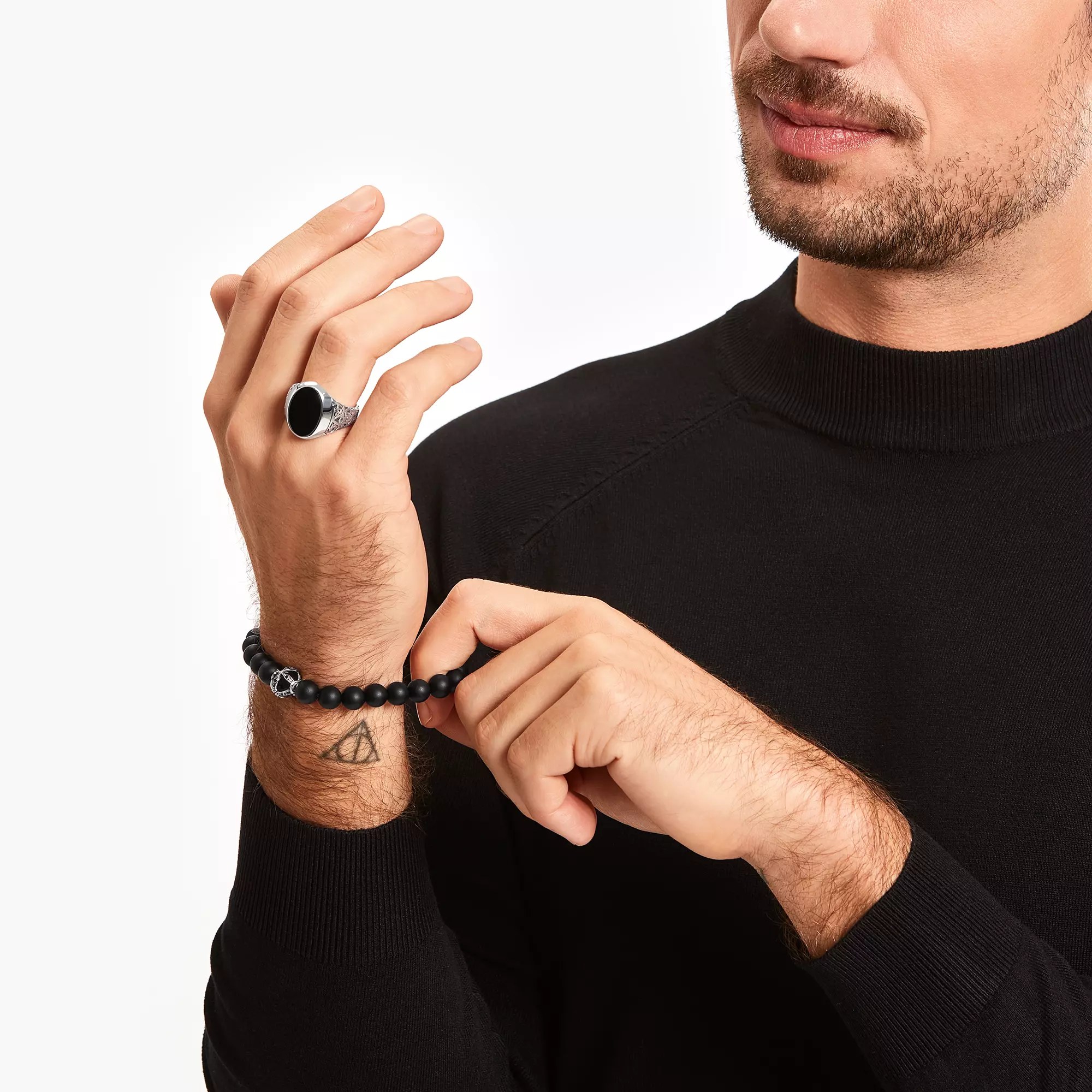 Thomas Sabo Armband 18 cm - Sterling Silber - Obsidian - Onyx - Zirkonia - schwarz – Ansicht 4