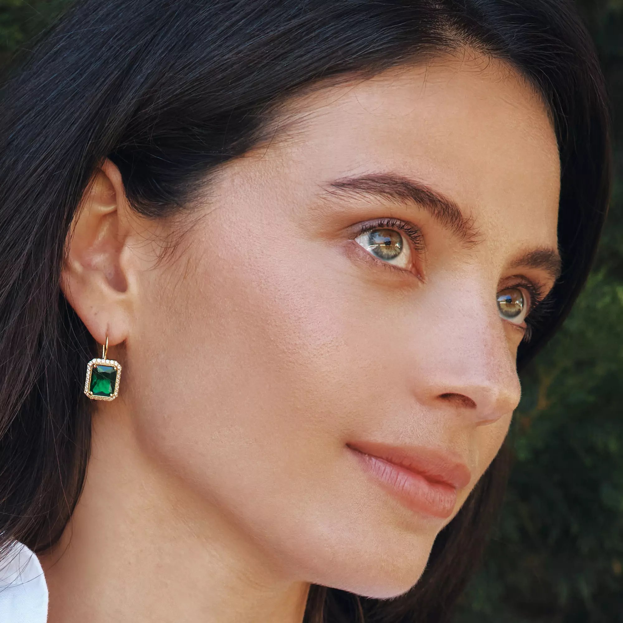 Thomas Sabo Ohrringe Grüne Achteckige Steine 18k Vergoldung – ELYNDRA – Silber – Zirkonia – Ansicht 4