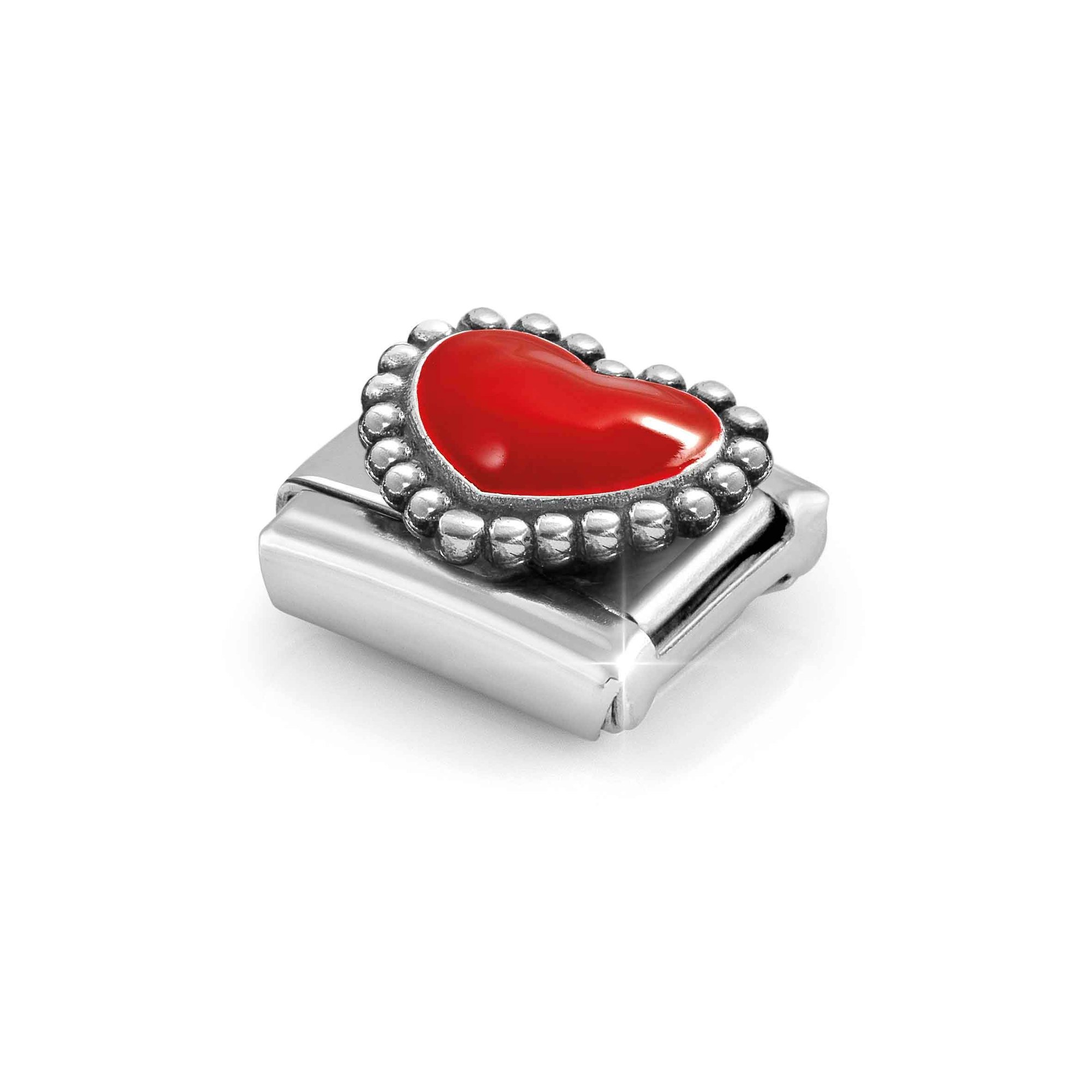 Nomination CLASSIC Element - oxidiertes Sterling Silber - Emaille - Gewölbtes Herz - Rot – Ansicht 5
