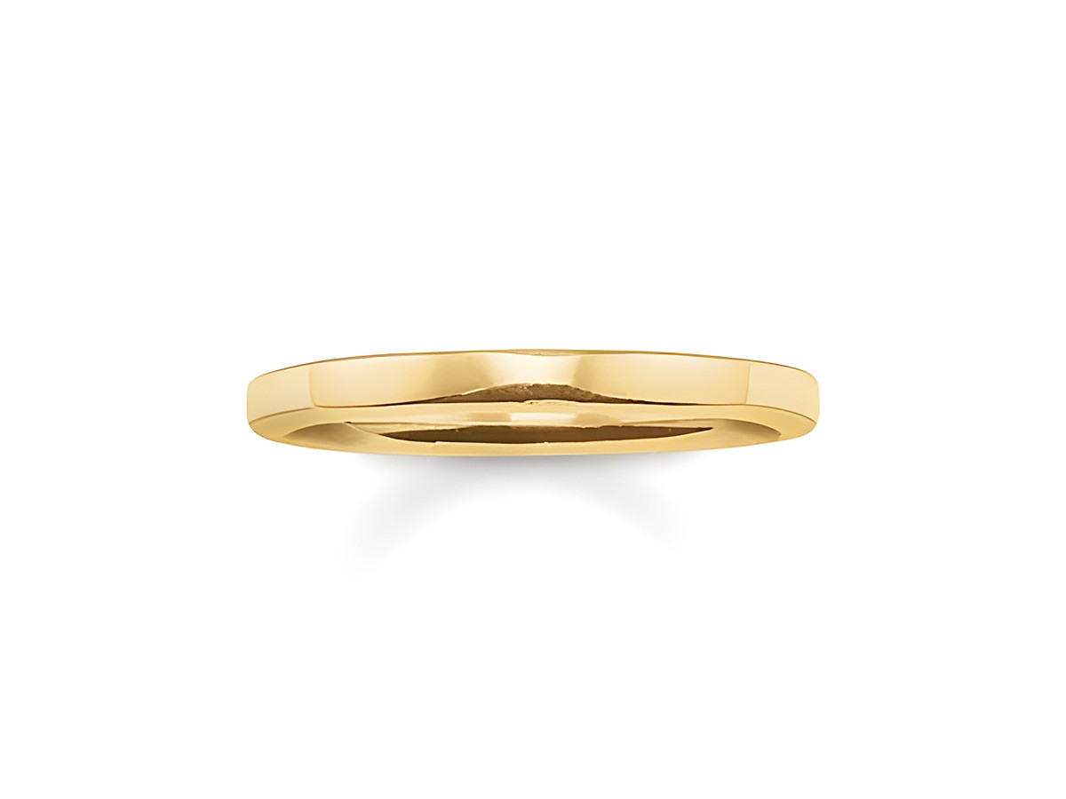 Silberner Thomas Sabo Ring TR1979-413-12-50 vergoldet in Größe 50, schlichter, eleganter Designstil mit glänzender Oberfläche. Ideal für jeden Anlass.
