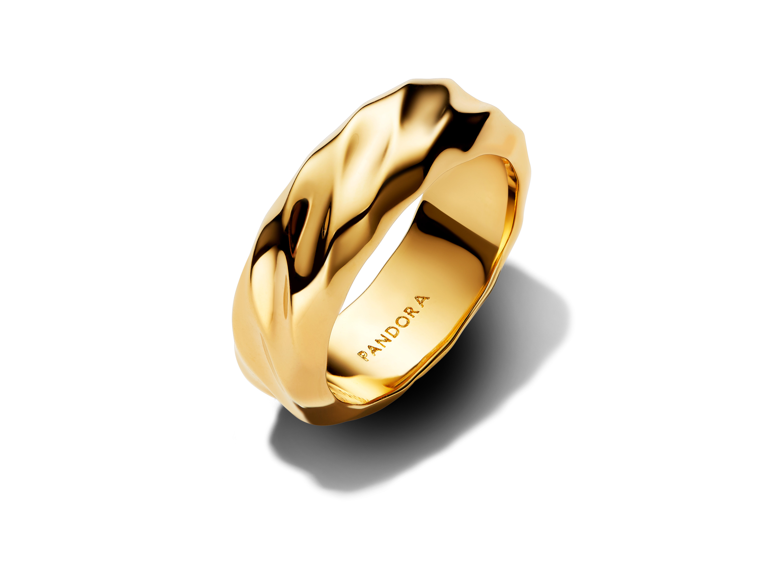 Pandora ESSENCE 163886C00-54 - gewellter breiter Bandring - Gelbgold Vergoldung - Gr. 54