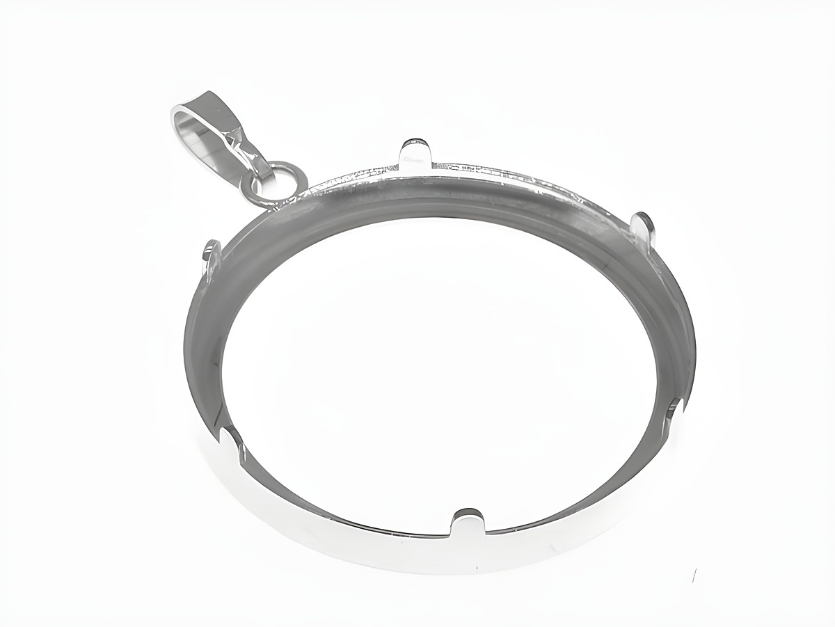 Schlichtes Münzfassung Anhänger aus 925 Sterling Silber, geeignet für Münzen bis 24 mm Durchmesser, hergestellt von Juwelier Harnisch, ideal für individuelle Schmuckgestaltungen. – Ansicht 3