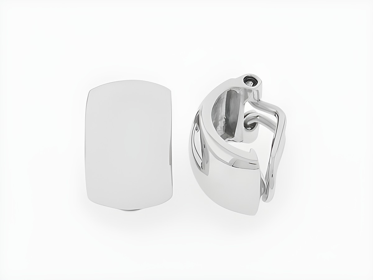 Silber Ohrclip rhodiniert klassisch 1,4 cm von Juwelier Harnisch, elegante Form und glänzende Oberfläche, ideal für jeden Anlass, zeitloses Design.
