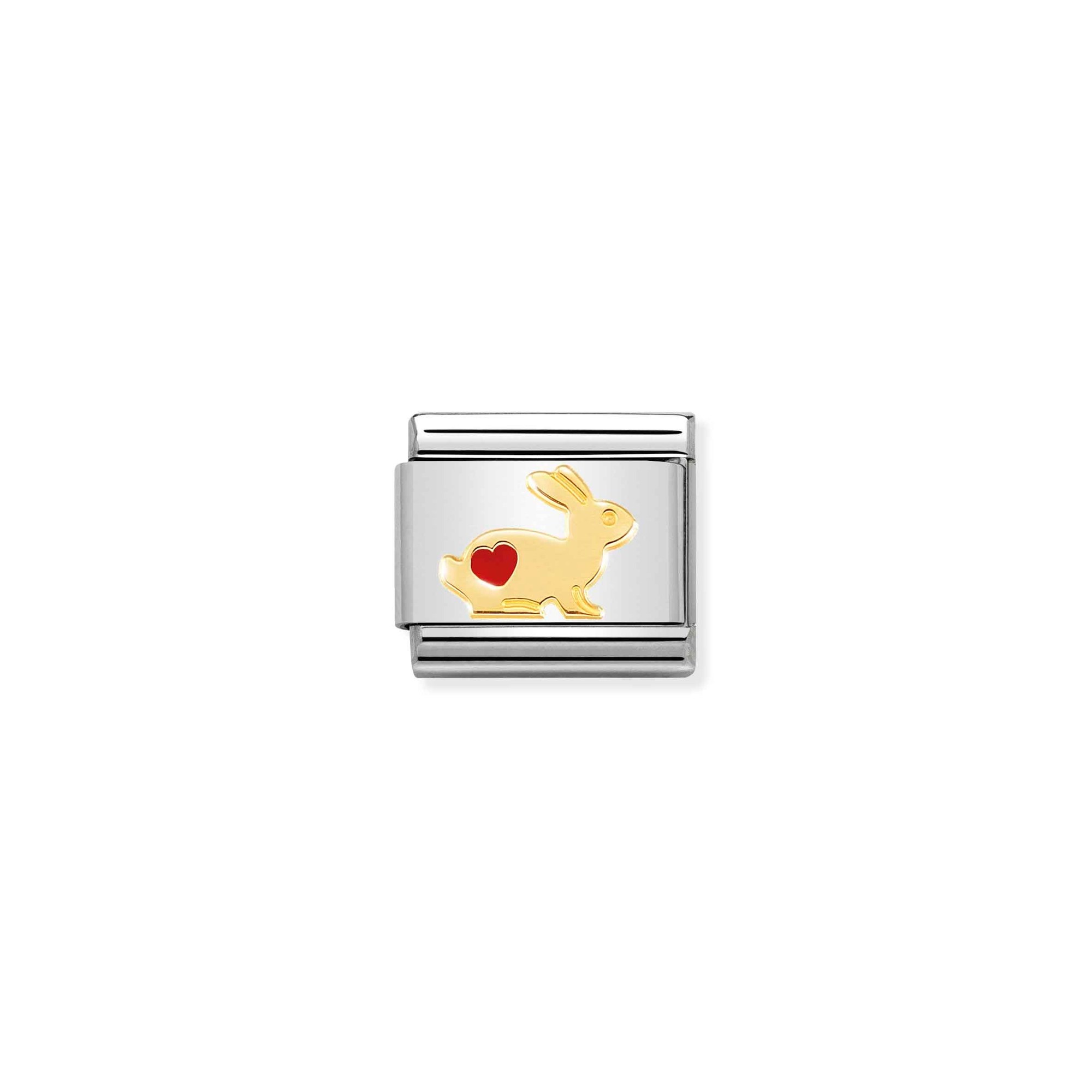 Nomination Composable Classic Charm Hase mit Herz - Edelstahl, Gelbgold, Emaille