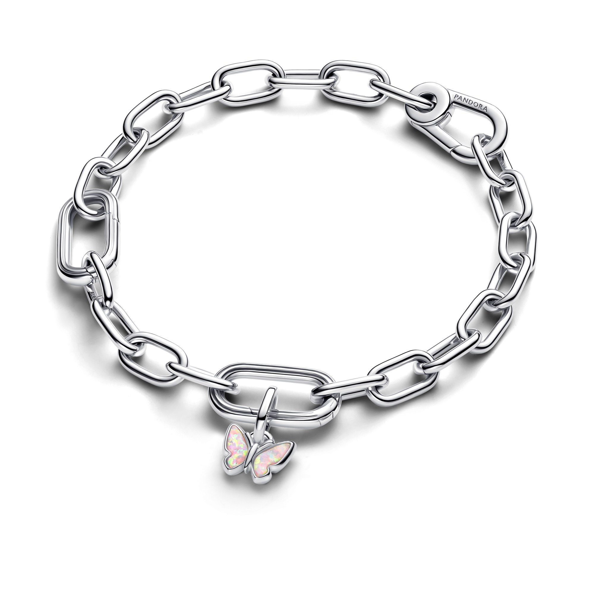 Pandora Rosafarbener Schmetterling Mini-Charm-Anhänger - Sterling Silber - Synthetic Opal Pink – Ansicht 3