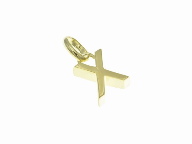 Anhänger aus vergoldetem Sterling Silber mit dem Buchstaben X, poliert, von Juwelier Harnisch, ideal als modisches Accessoire oder Geschenk.