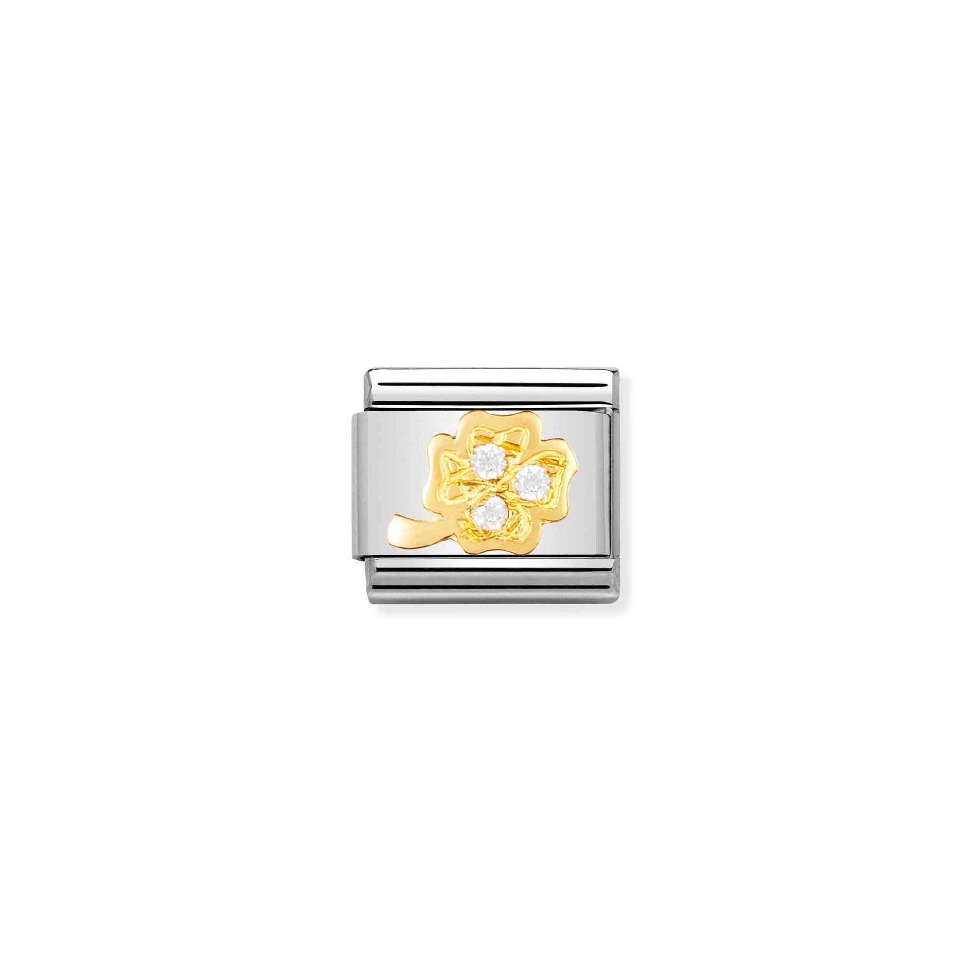 Nomination Composable Charm Link Weißes Kleeblatt – Zirkonia