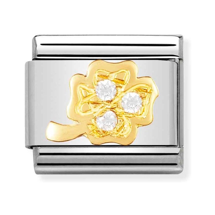 Nomination Composable Charm Link Weißes Kleeblatt – Zirkonia