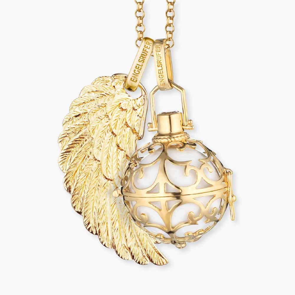 Engelsrufer FLÜGEL Anhänger - Gelbgold vergoldet auf Silber - 2,5 cm – Ansicht 5