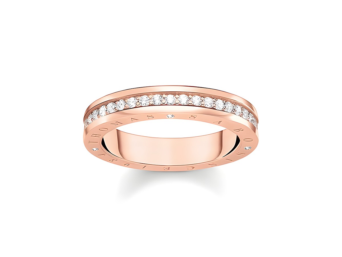 Ring von Thomas Sabo aus vergoldetem Silber mit Roségold und Zirkonia in weiß, Größe 54, elegant und stilvoll, ideal als Schmuckstück für besondere Anlässe.