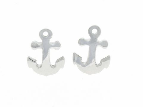 Ohrringe Stecker - Anker - Silber rhodiniert - modern, Hersteller: Juwelier Harnisch, Ohrstecker ohne Stein, stilvolles Design mit maritimem Flair, perfekt für jeden Anlass.