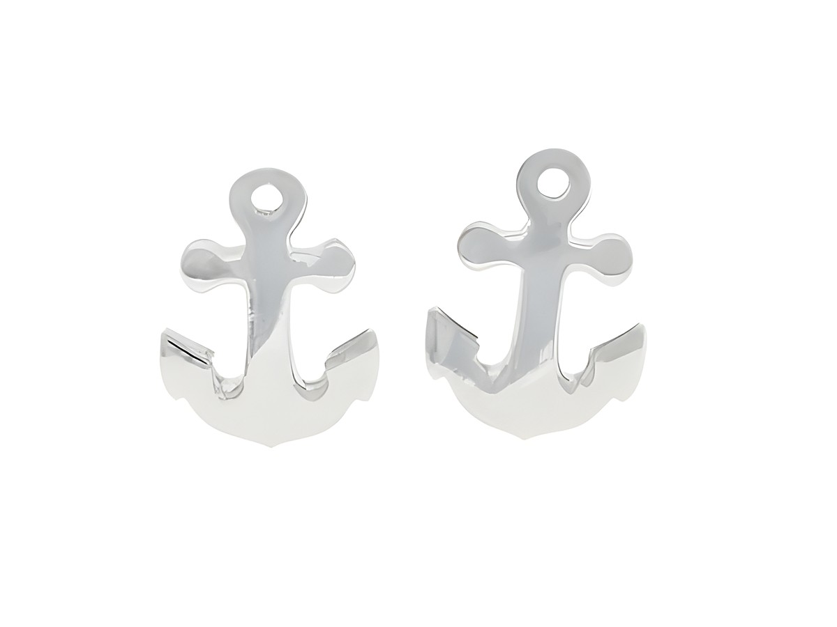 Ohrringe Stecker - Anker - Silber rhodiniert - modern, Hersteller: Juwelier Harnisch, Ohrstecker ohne Stein, stilvolles Design mit maritimem Flair, perfekt für jeden Anlass.
