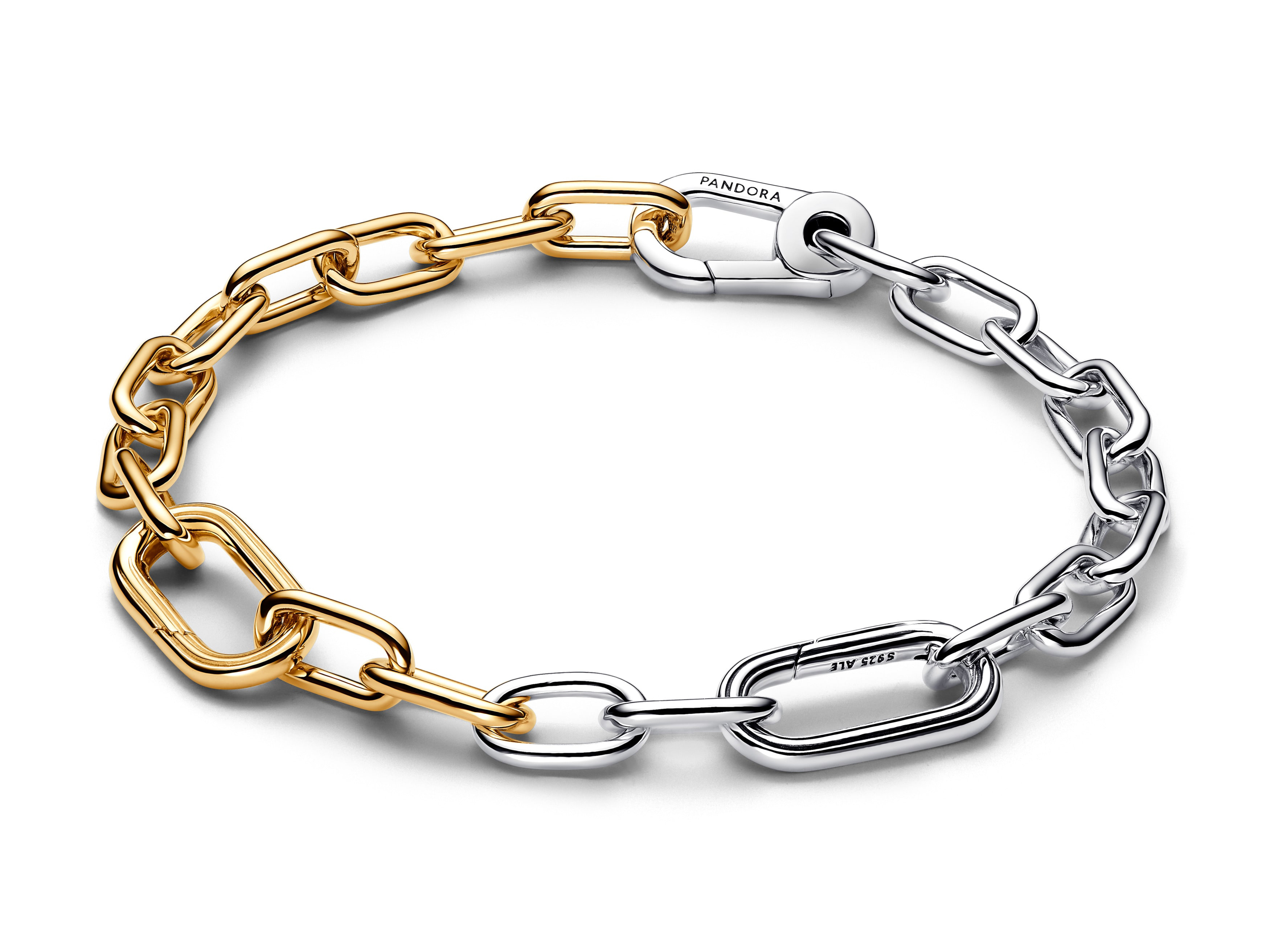 Pandora ME 563689C00-5 - Gliederarmband aus Silber & Gelbgold vergoldet - 23 cm Silbernes und gelbgold vergoldetes Gliederarmband von Pandora in der Länge von 15 cm mit modernen Kettengliedern und einem eleganten Design, ideal für jeden Anlass.