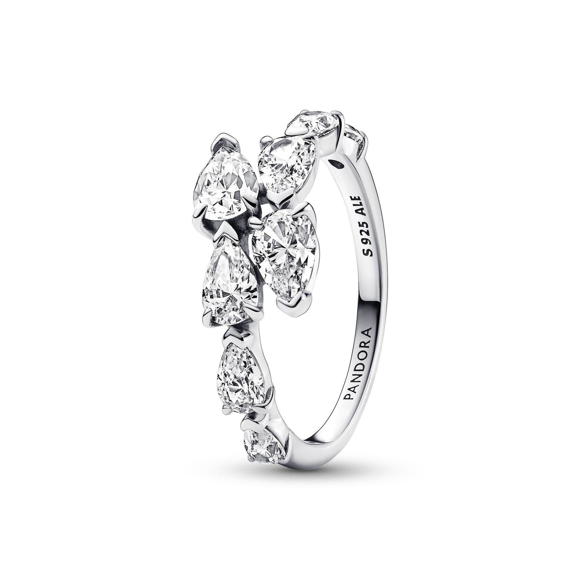 Pandora Glitzernder überlappender Band-Ring - Sterling Silber - Zirkonia