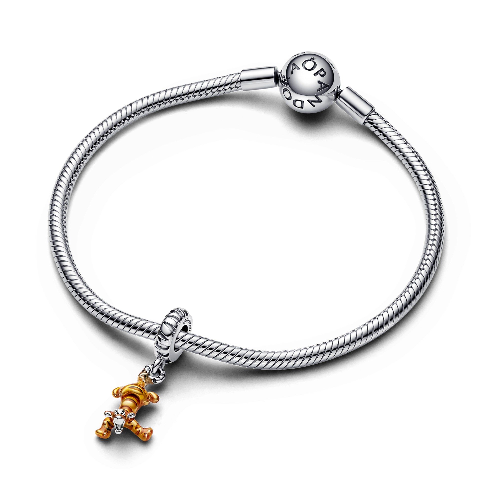 Pandora Disney Winnie Puuh Tigger Charm-Anhänger - Sterling Silber + transparentes orangefarbenes Emaille - Orange – Ansicht 3