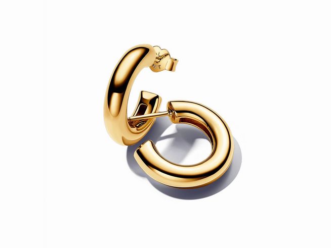 Runde offene Ohrringe aus gelbgold vergoldetem Metall von Pandora, Modell ESSENCE 263266C00, elegant und modern, ideal für vielseitige Anlässe.