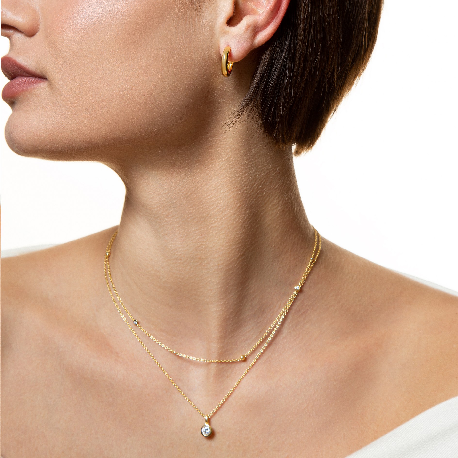 XENOX Sterling Silber Kette XS3829G - 40-45 cm - ZARGE GOLD - Gelbgold vergoldet Karreekette – Ansicht 3