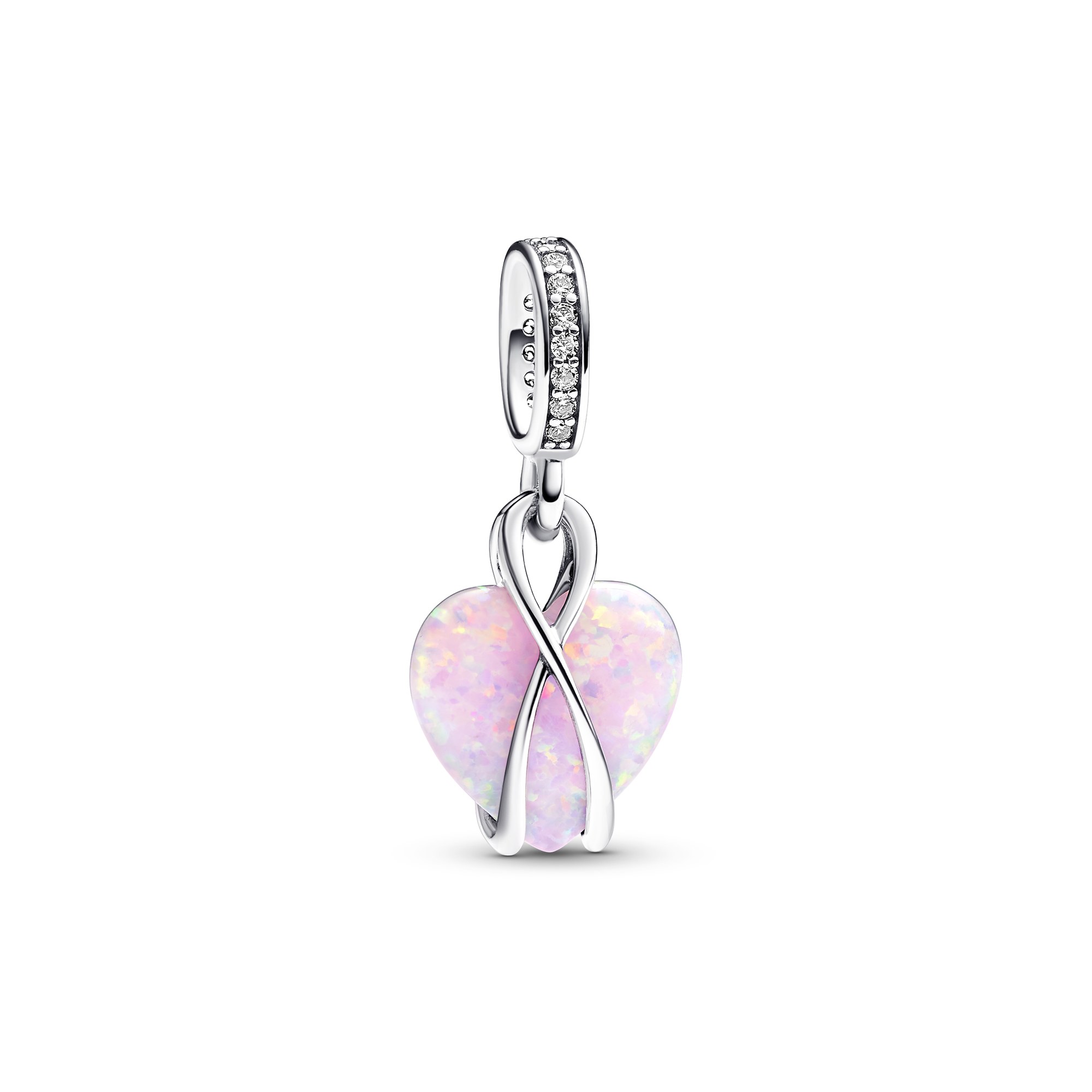 Pandora Mum Schillernder Herz Charm-Anhänger - Silber - Steinmix Pink