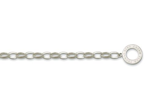 Charms carrier Armband von Thomas Sabo in Silber mit einer Länge von 20 cm, ideal für individuell gestaltbare Charms, schlichtes Design mit Markenzeichen.