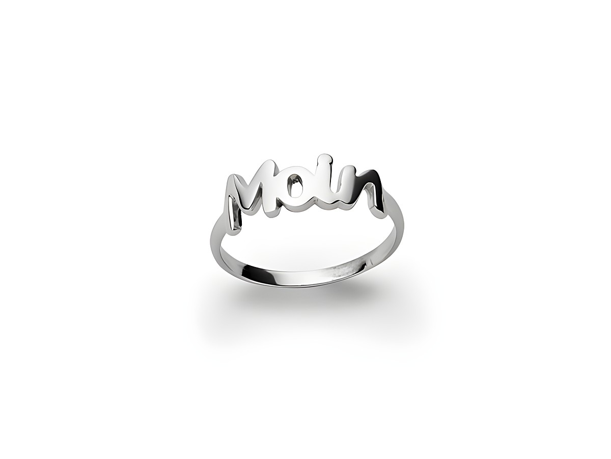 Sterling Silber Ring von DUR mit dem Schriftzug Moin, Größe 58, modern und elegant gestaltet, perfekt für einen lässigen Look.