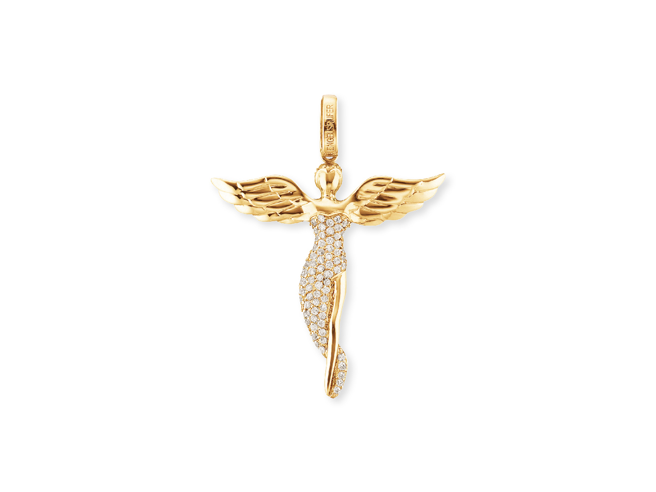 Engelsrufer ERP-ANGEL-MG ANGEL Anhänger Engel - mit Zirkonia Gelbgold Verg. auf Silber - 5 cm Engelsrufer ERP-ANGEL-MG ANGEL Anhänger in Gelbgold vergoldet auf Silber, gestalteter Engel mit Zirkonia, 5 cm hoch, stilvoll und elegant, perfektes Schmuckstück für besondere Anlässe.