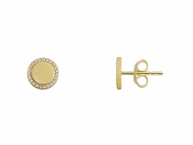 Xenox Sterling Silber Ohrringe XS6090G CLASSIC CIRCLE in Gelbgold Vergoldung mit funkelndem Ziersteinrand, elegantes Design für stilvollen Ohrschmuck.