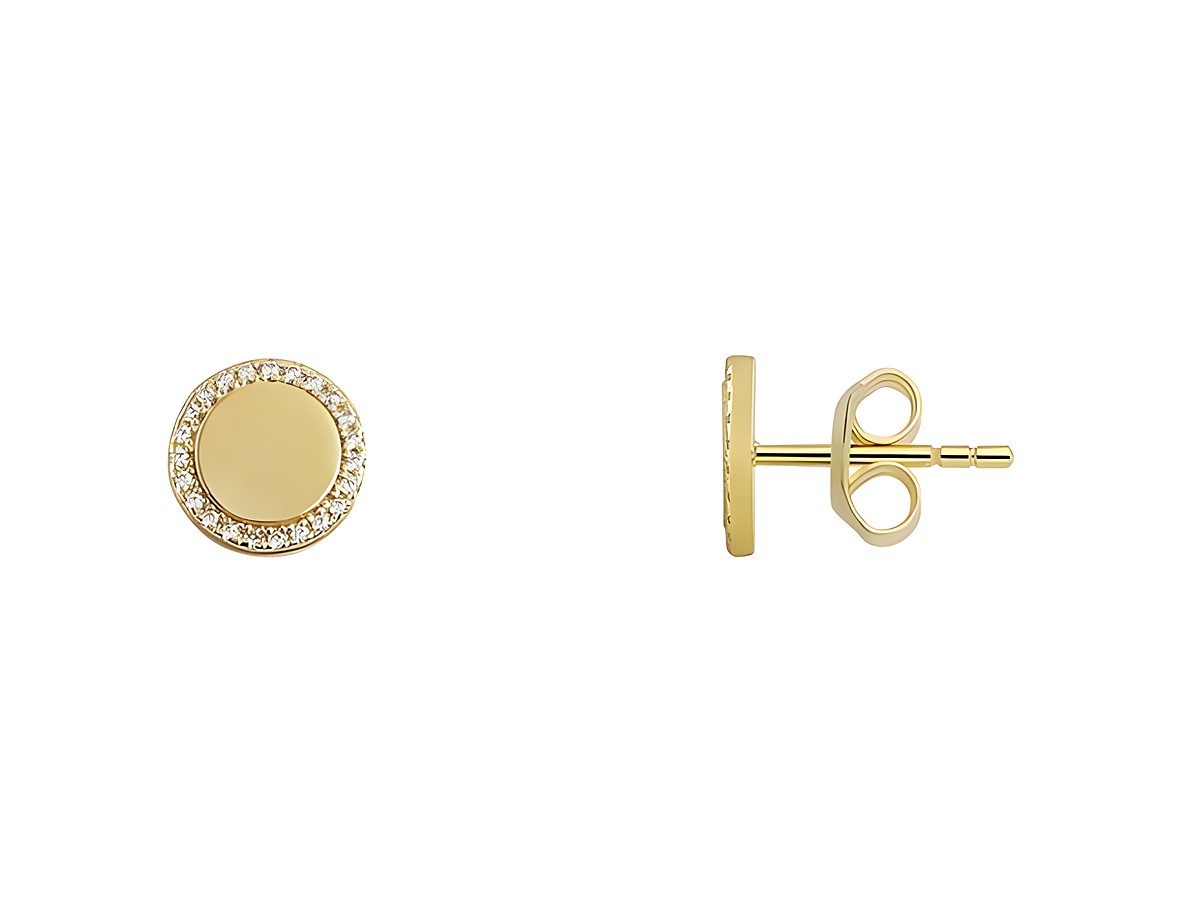 XENOX Sterling Silber Ohrringe XS6090G CLASSIC CIRCLE in Gelbgold Vergoldung mit funkelndem Ziersteinrand, elegantes Design für stilvollen Ohrschmuck.