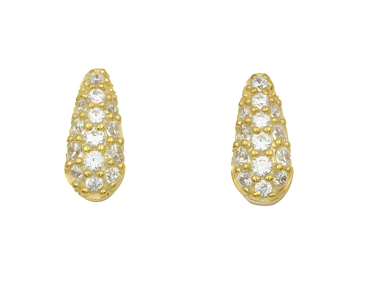 Ohrstecker aus 925 Sterling Silber, poliert und gelb vergoldet, verziert mit Zirkonia, klassisches Design, Hersteller Juwelier Harnisch, in elegantem Gelbgold auf Silber.
