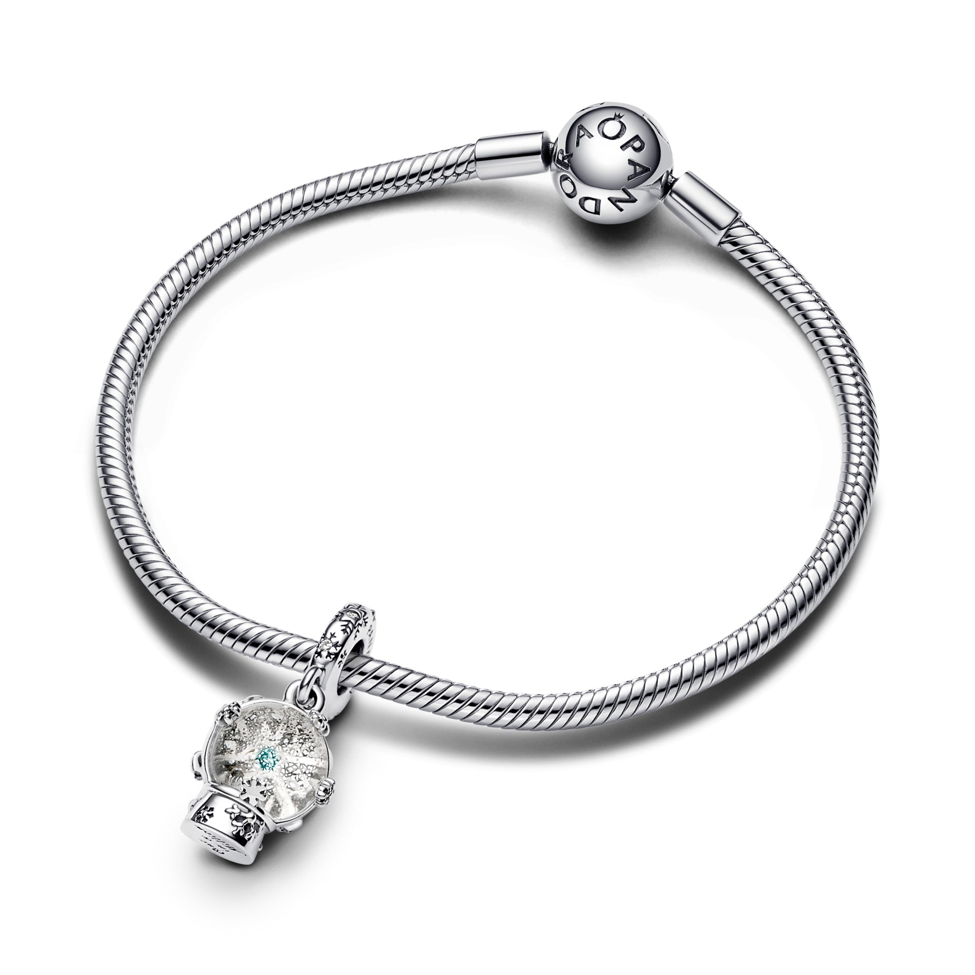 Pandora charm - Schneeflocken Schneekugel - Silber – Ansicht 3