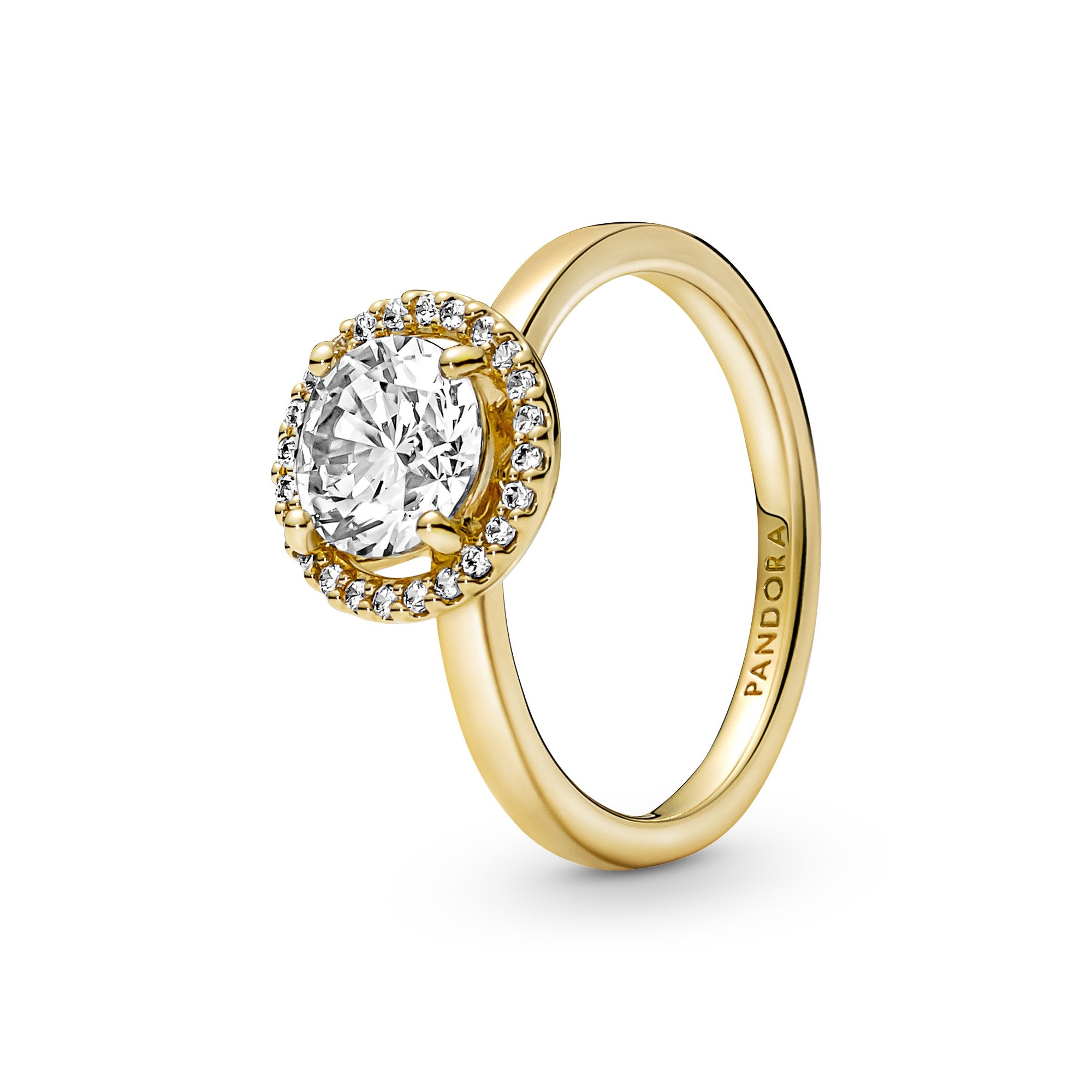 Pandora Funkelnder Runder Strahlenkranz Ring - Gelbgold-Vergoldung Zirkonia
