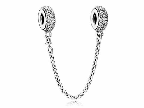 Sicherheitskettchen aus Silber mit Zirkonia, Modell PANDORA 791736CZ Pavé Inspiration, 50 mm lang, ideal für Charm-Armbänder und bietet zusätzlichen Schutz für Schmuck.