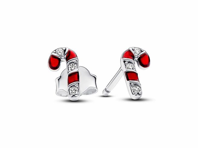 Funkelnde rote Zuckerstangen Ohrringe aus Sterling Silber mit roten Zirkonia, ideal für die festliche Saison, ansprechend und einzigartig im Design, perfekt für besondere Anlässe.