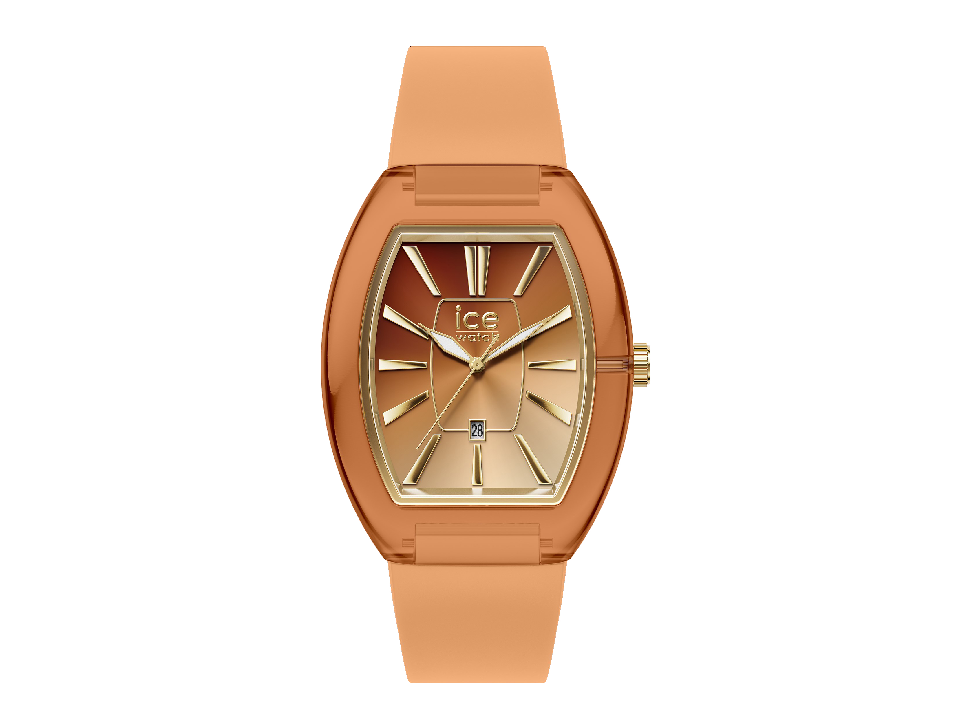 Die Ice Watch 024036 ICE boliday Uhr in Orange hat ein modernes Design mit einem goldfarbenen Ziffernblatt und einem flexiblen Armband. Ideal für stilbewusste Träger.