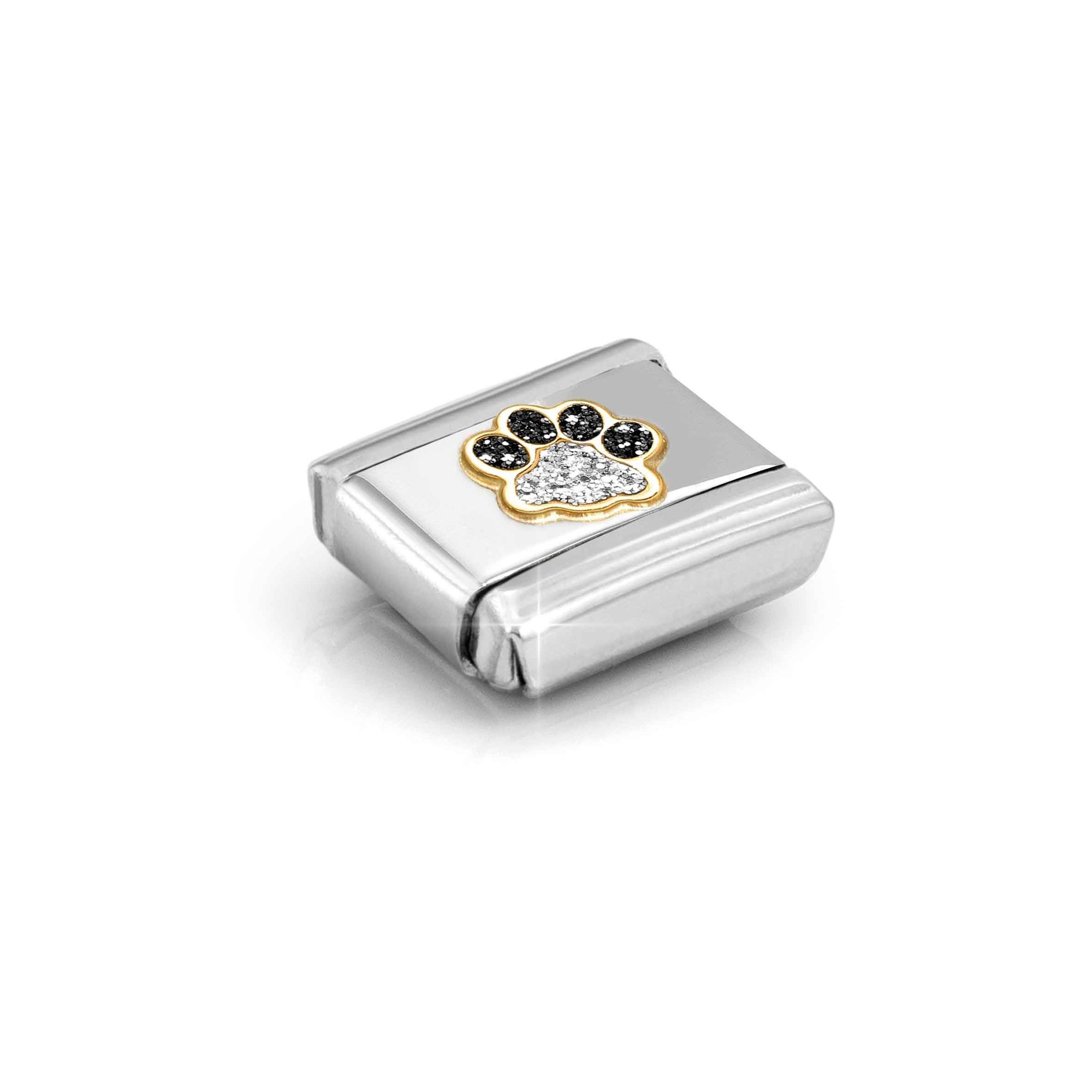Nomination Composable Classic Charm Pfote schwarz-silber - Edelstahl, Gold 750 Gelbgold, Zirkonia – Ansicht 4