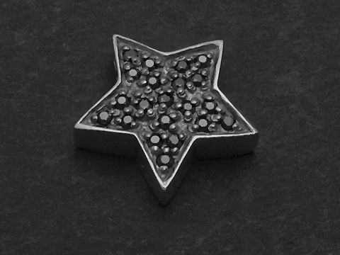 36917-0 Silber Anhänger in Form eines schwarzen funkelnden Sterns mit Zirkonia, hergestellt von Juwelier Harnisch, inspiriert von Sonne, Mond und Sternen.