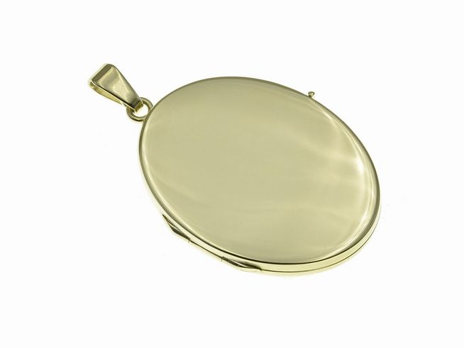Gold Medaillon - schlichte Eleganz - 35,5 mm - Gold 585 - poliert - mattiert, Hersteller: Juwelier Harnisch, ovales Design, ideal für persönliche Erinnerungen oder als Schmuckstück.