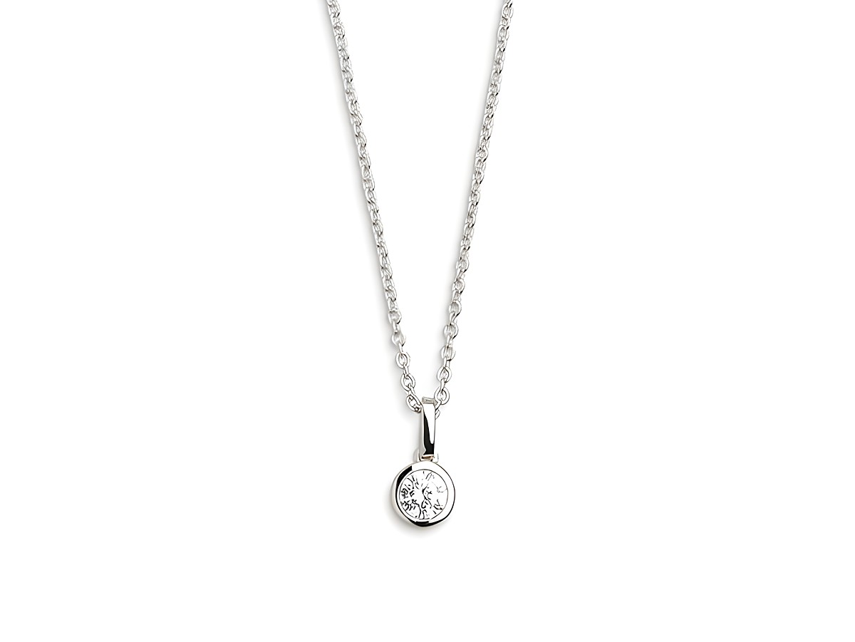 Xenox Sterling Silber Kette XS7283 mit Ankerkette in ZARGE SILBER, 40-45 cm lang, ziert einen schlichten Anhänger mit funkelndem Stein, perfekt für stilvolle Anlässe.