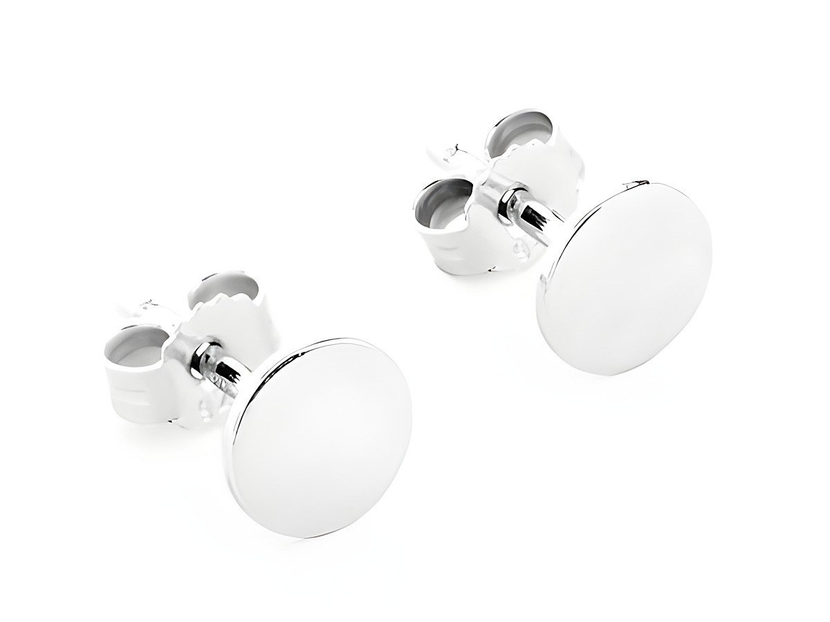 Runde Ohrstecker in klassischem Design aus Silber, rhodiniert, ohne Stein, Hersteller Juwelier Harnisch. Ideal für jeden Anlass und zeitlos elegant.