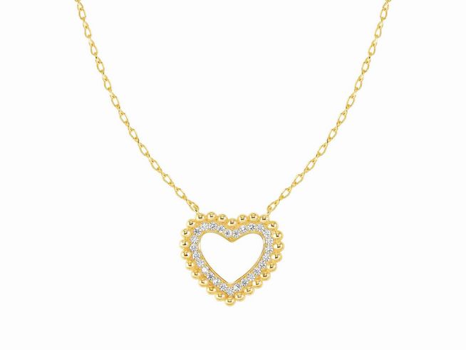Halskette von Nomination LOVECLOUD aus Sterling Silber mit Goldauflage, zierlicher Herzanhänger mit glitzernden Details, Länge 40-46 cm.