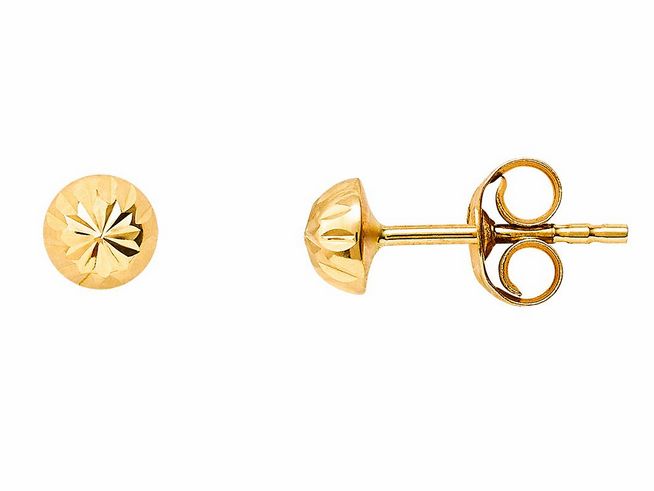 Gelbgold Ohrstecker von Xenox aus 585er Gold, polierte Oberfläche mit facettierter Oberfläche für einen eleganten Glanz, perfekt für den Alltag und besondere Anlässe.