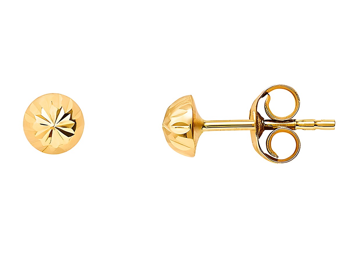 Gelbgold Ohrstecker von Xenox aus 585er Gold, polierte Oberfläche mit facettierter Oberfläche für einen eleganten Glanz, perfekt für den Alltag und besondere Anlässe.