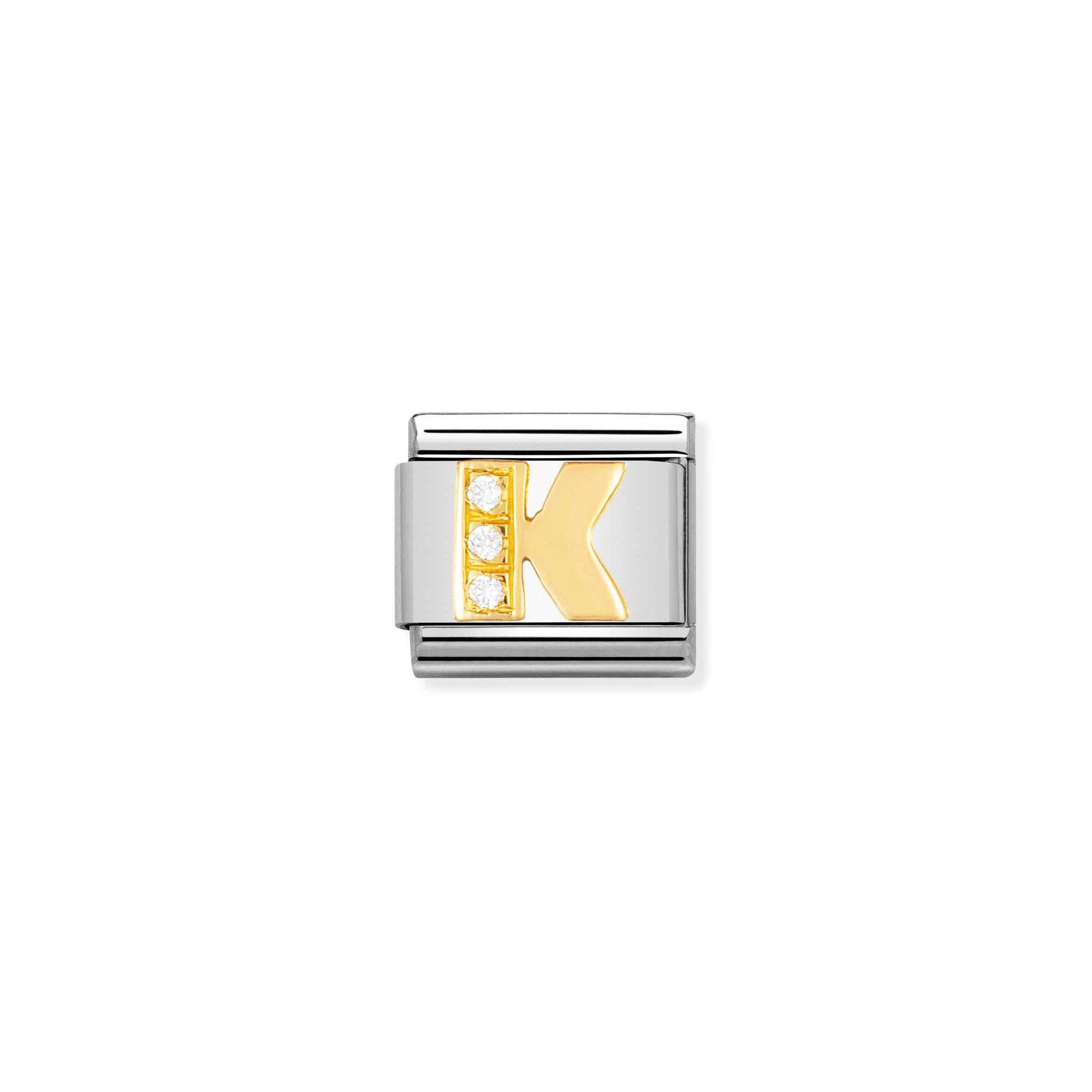 Nomination Composable Classic Charm Buchstabe K - Edelstahl, Gold 750 Gelbgold, Zirkonia