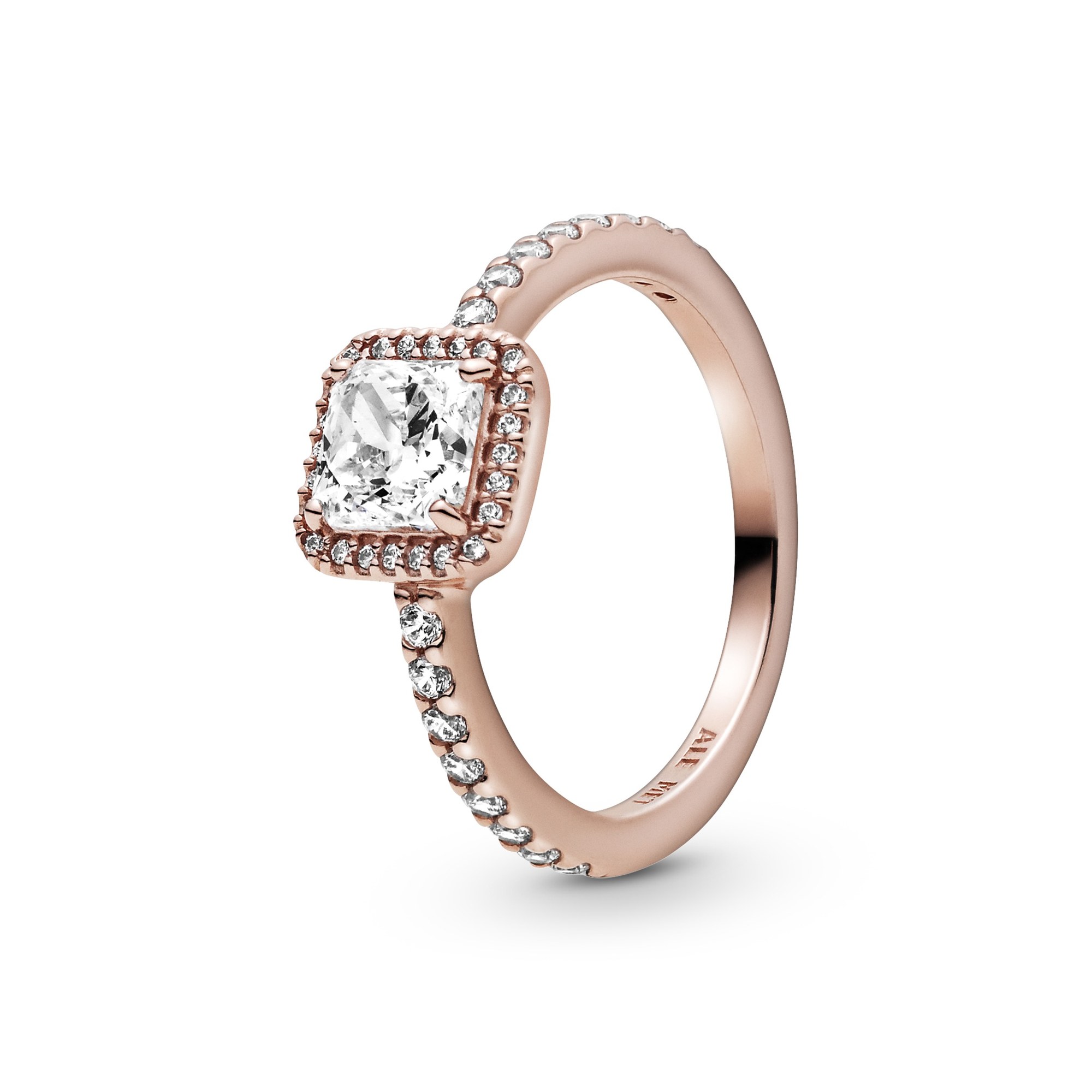 Pandora quadratischer Funkelnder Strahlenkranz Ring - Roségold Vergoldung - Zirkonia