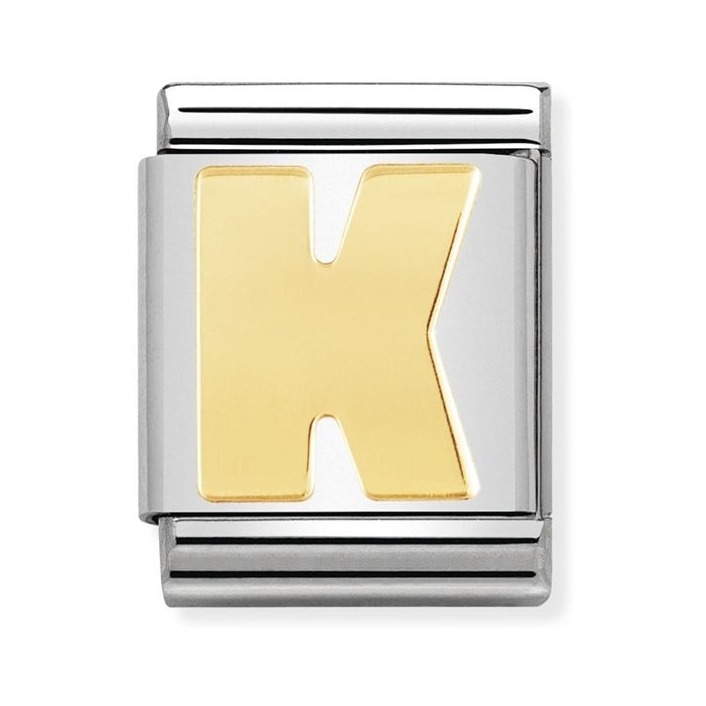 Nomination Composable Big Charm Buchstabe K - Edelstahl, Gold 750 Gelbgold