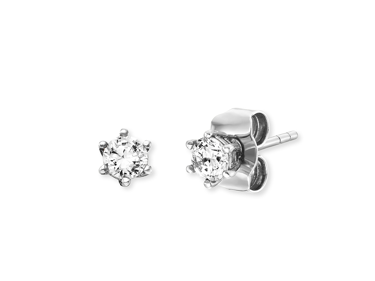 Shiny Ohrstecker von Engelsrufer mit Zirkonia in rhodiniertem Silber, Durchmesser 4 mm, stilvolles und funkelndes Design für elegante Akzente.