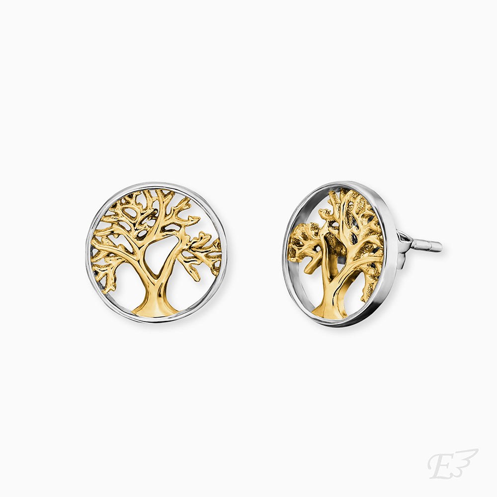 Engelsrufer ERE-LILTREE-BIG LEBENSBAUM Ohrstecker Bicolor - Roségold vergoldet auf Silber 12 mm – Ansicht 2