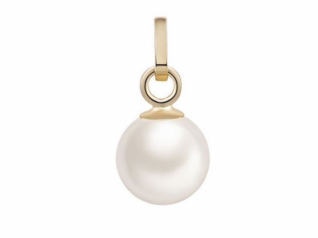 Anhänger aus Gelbgold 585 mit einer polierten echten Perle, elegant und klassisch, ideal als Schmuckstück für besondere Anlässe, Hersteller Xenox.