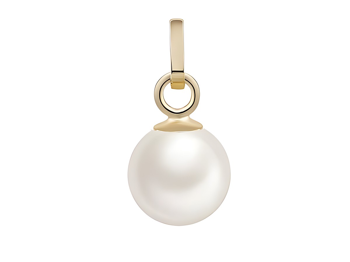 Anhänger aus Gelbgold 585 mit einer polierten echten Perle, elegant und klassisch, ideal als Schmuckstück für besondere Anlässe, Hersteller Xenox.