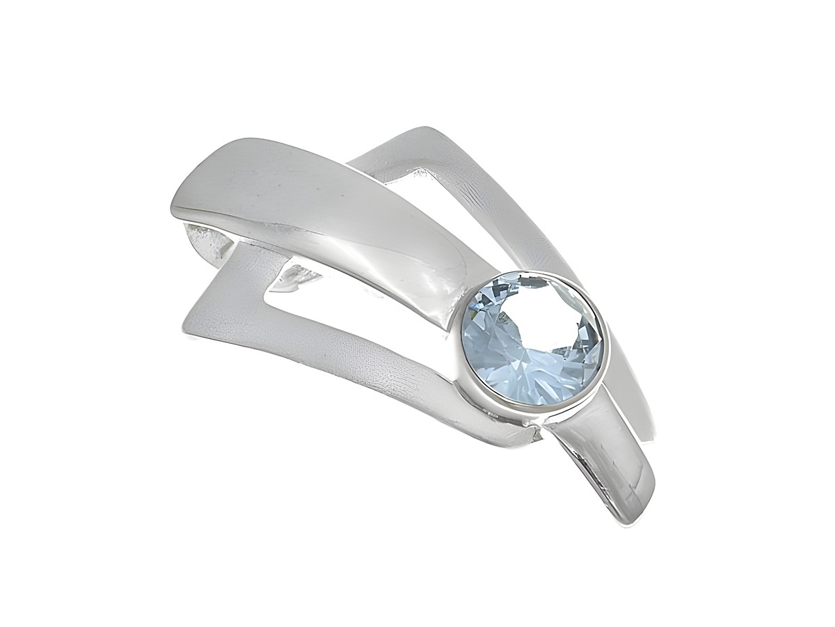 Kunstvoll gestalteter Anhänger aus teilmattiertem Sterling Silber mit funkelndem Zirkonia in einer eleganten Fassung, hergestellt von Juwelier Harnisch.