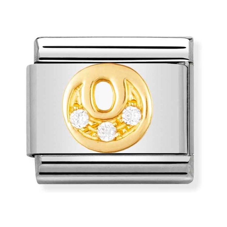 Nomination Composable Classic Charm Buchstabe O - Edelstahl, Gold 750 Gelbgold, Zirkonia